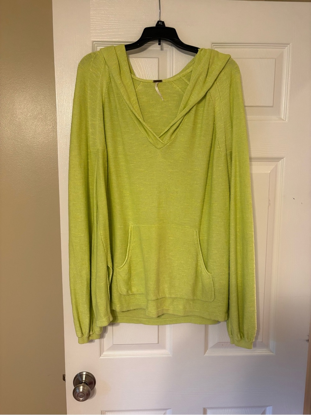 Free People Bright Lime Lightweight Hooded Pullover